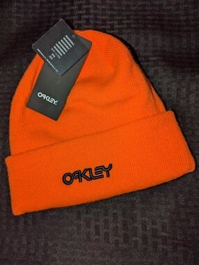 Orange Oakley Cuffed Reversible Logo Beanie.
